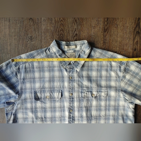 LL Bean Button Down Men's Blue Plaid Flannel Shirt Short Sleeve XL-TALL Casual - Picture 5 of 13
